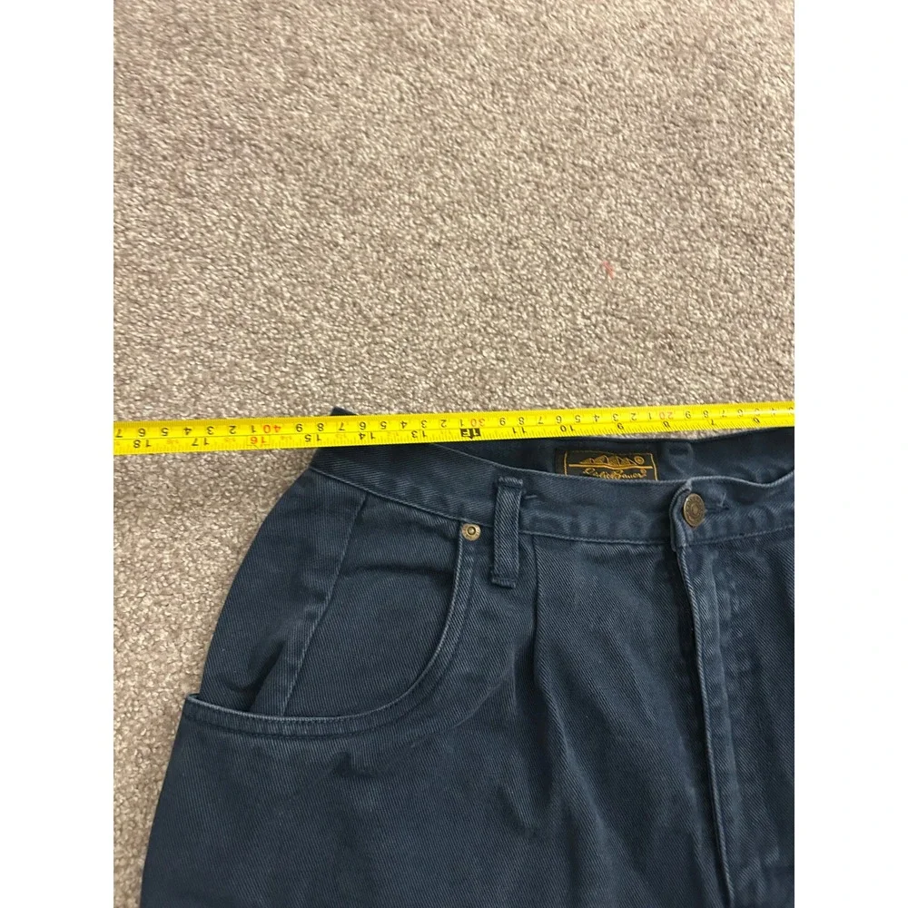 Eddie Bauer Denim Shorts Womens 14 Blue Excellent Pleated High Waist Vintage 90s